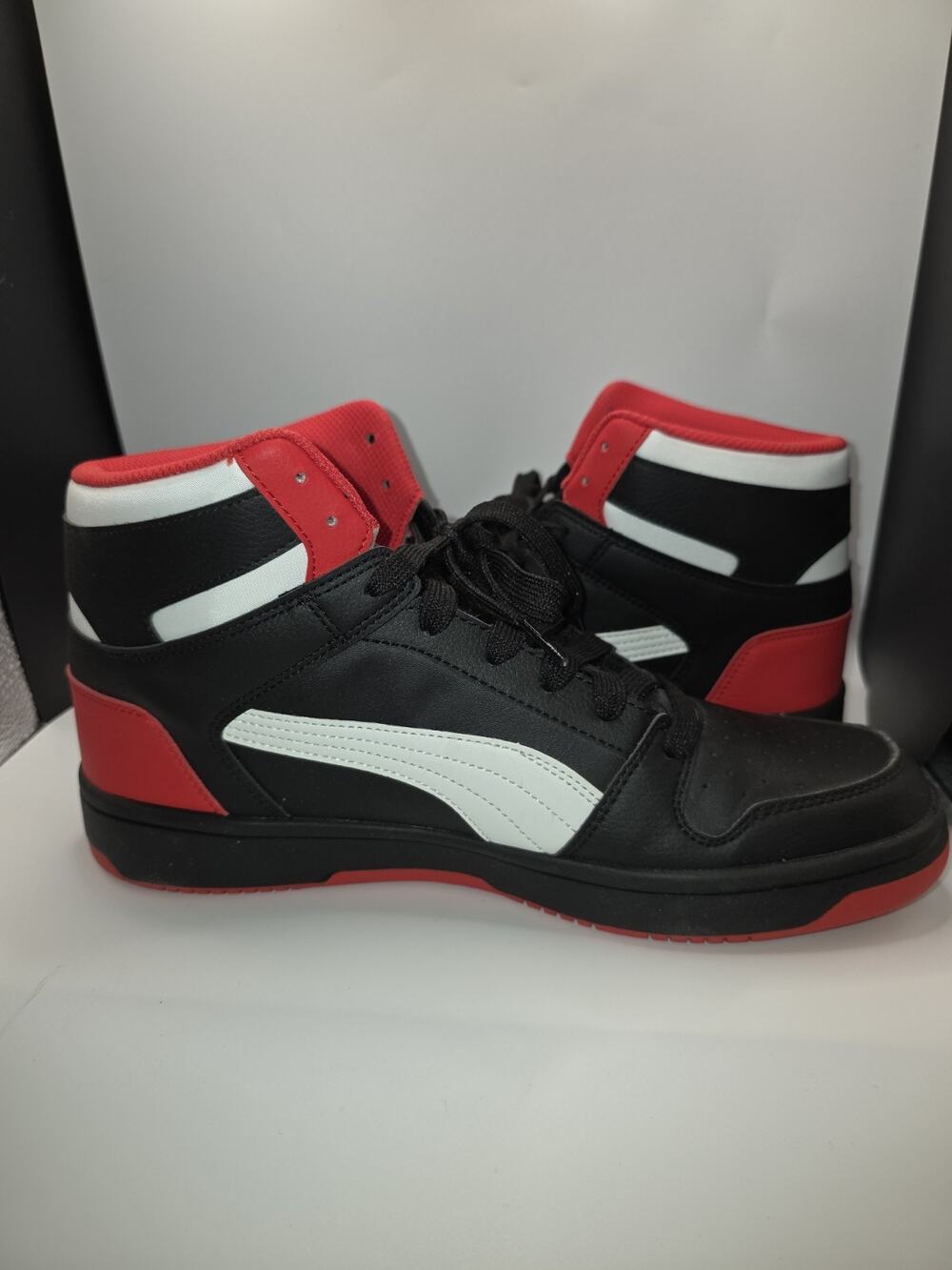 Puma Rebound LayUp SL Men's Size 11.5 Black White Red Sneakers 369573-15